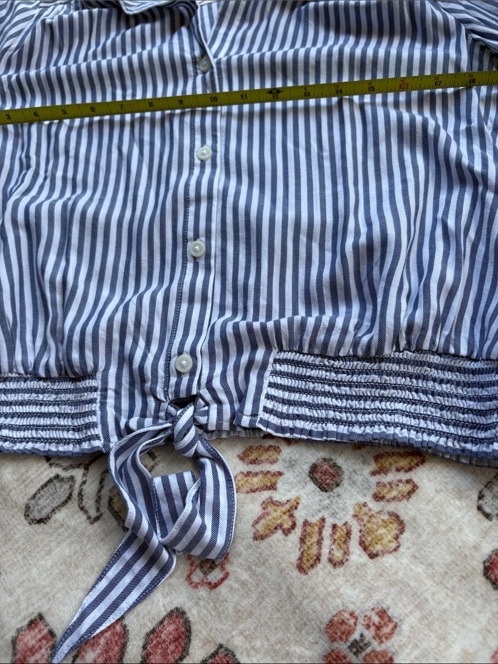 Beachlunchlounge isa majestic blue striped blouse lightweight smocked NWT top - Picture 6 of 8